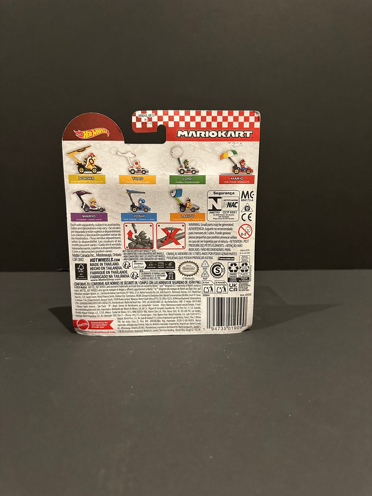 Light Blue Yoshi: MarioKart w/glider (Hot Wheels)